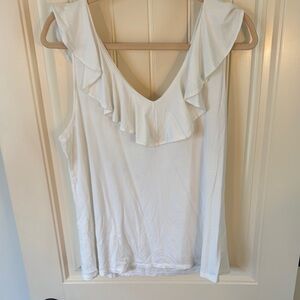 Lilly Pulitzer White Ruffled Sleeveless Tank Top